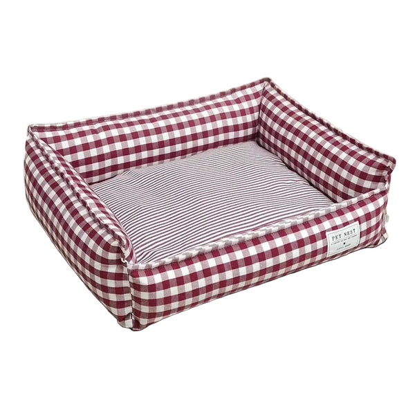 Panier rembourré à carreaux – Chien et chat, 58 cm | MonPluto