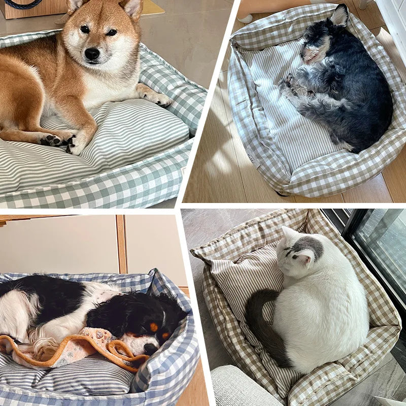 Panier rembourré à carreaux – Chien et chat, 58 cm – vue 4 | MonPluto