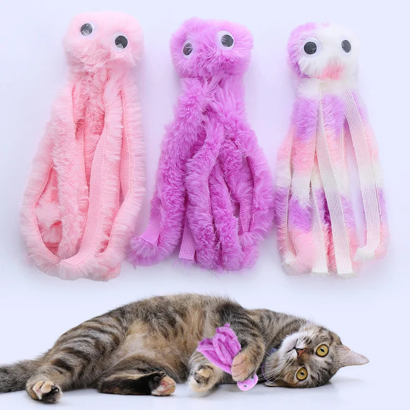 Peluche pieuvre à la cataire pour chat – vue 2 | MonPluto