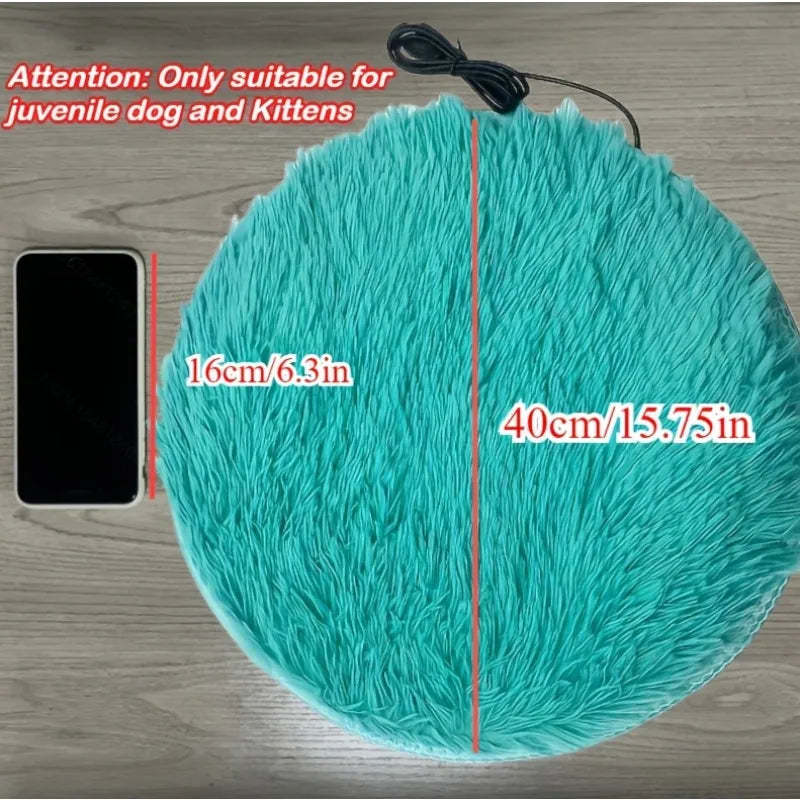 Tapis chauffant rond 40 cm chien et chat – Peluche – vue 2 | MonPluto