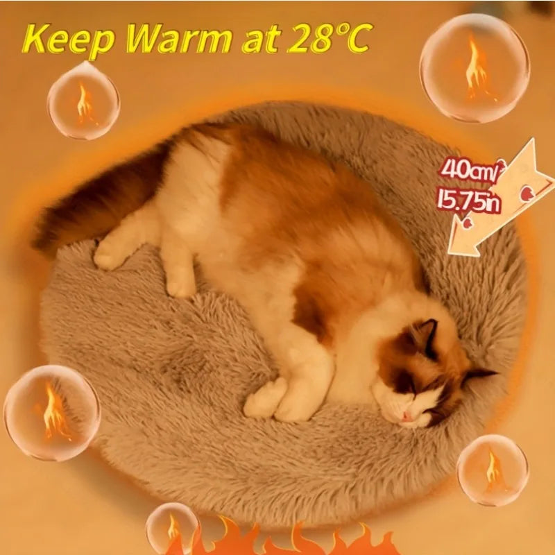 Tapis chauffant rond 40 cm chien et chat – Peluche – vue 6 | MonPluto